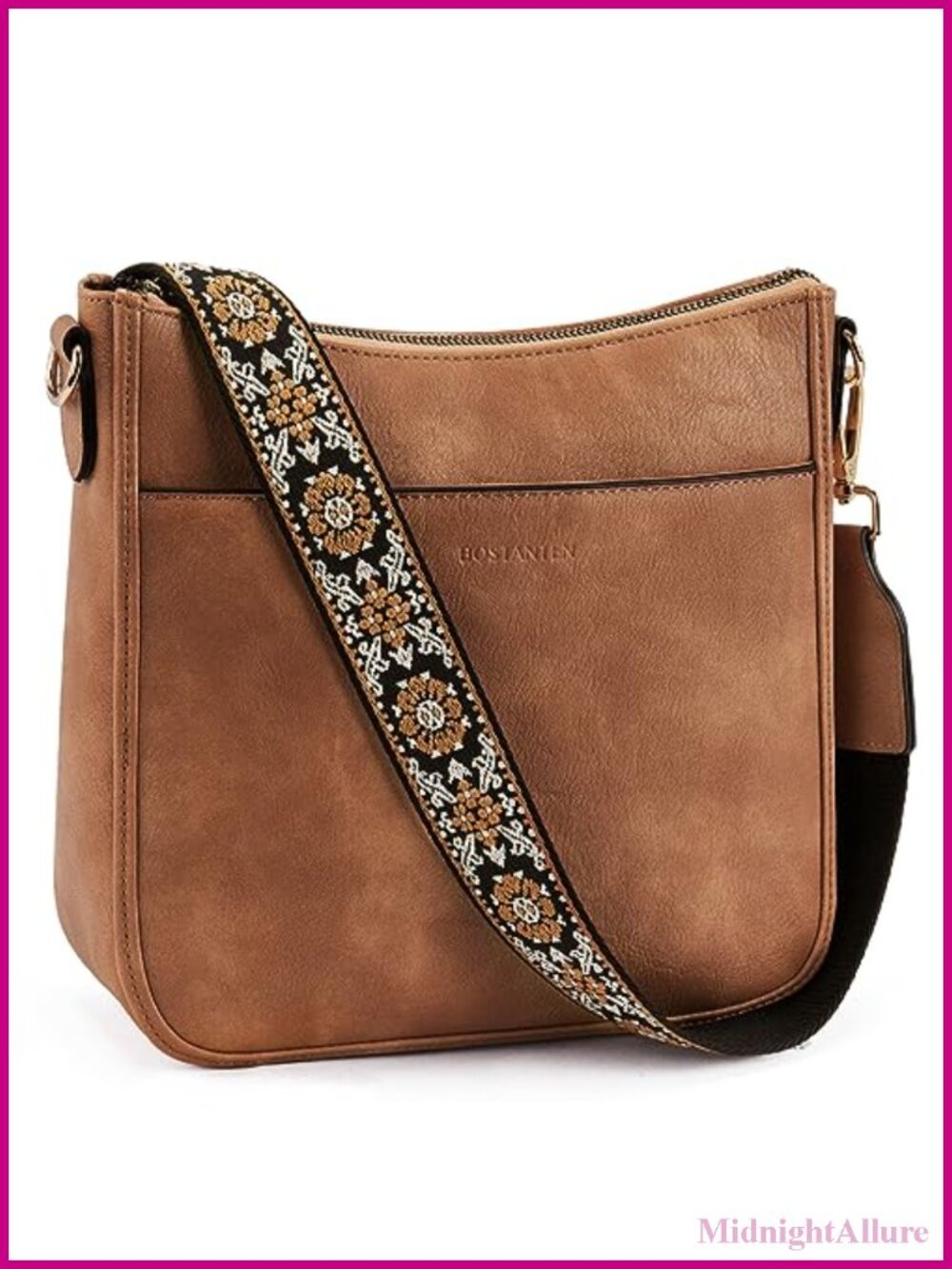 Vegan Leather Crossbody Hobo Bag Wide Strap Shoulder Purse Women